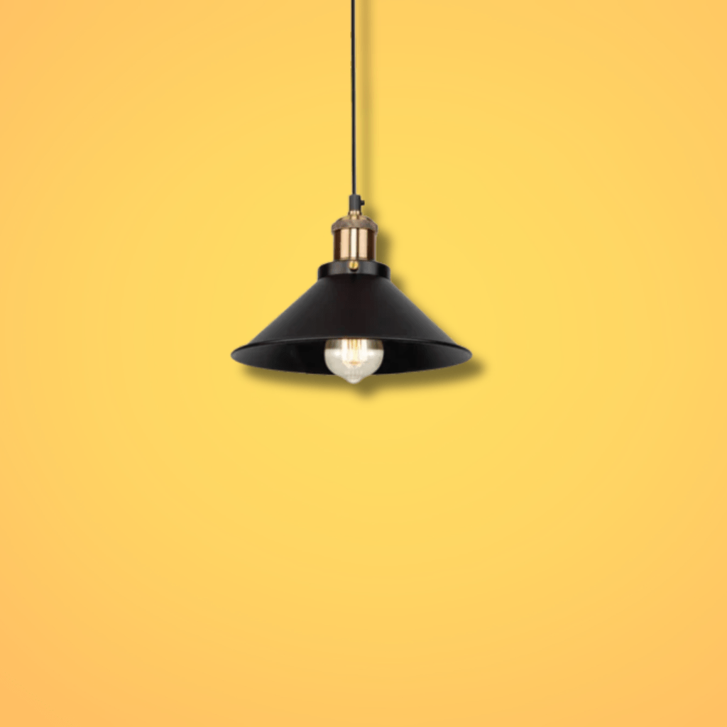 TKLD Pendant & Chandeliers Black Metal Funnel Metal Ceiling Pendant Light E27 Fitting - 220 mm/250 mm/260 mm
