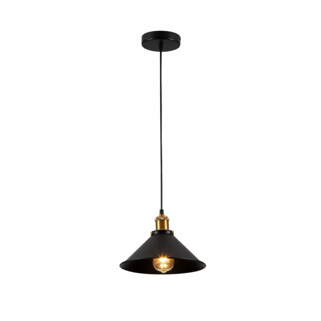 TKLD Pendant & Chandeliers Black Metal Funnel Metal Ceiling Pendant Light E27 Fitting - 220 mm/250 mm/260 mm