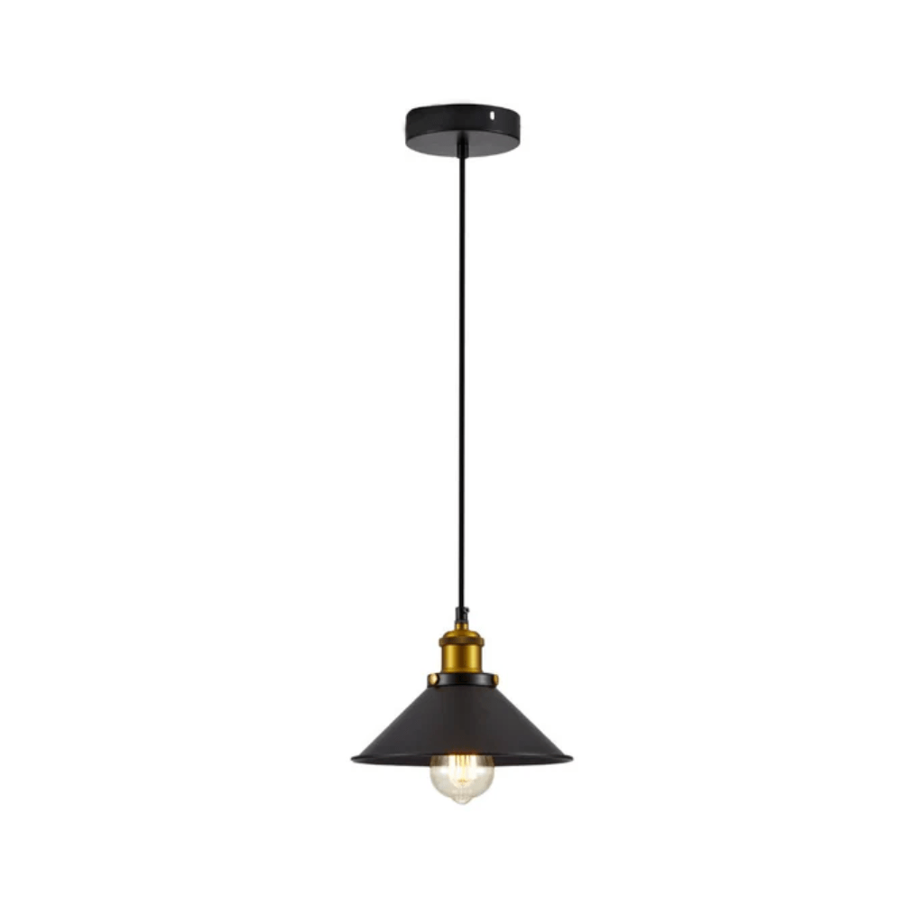 TKLD Pendant & Chandeliers Black Metal Funnel Metal Ceiling Pendant Light E27 Fitting - 220 mm/250 mm/260 mm