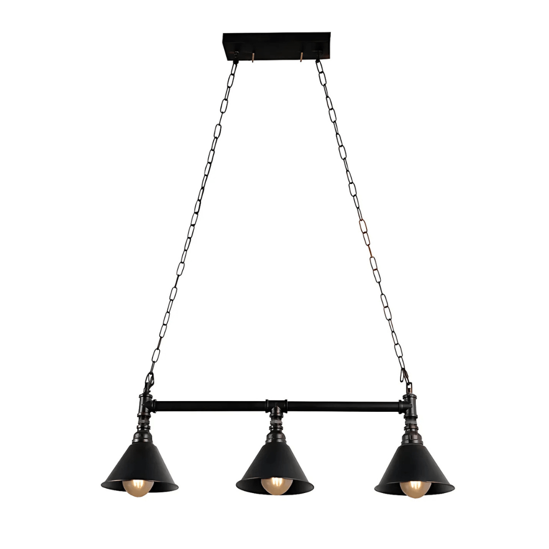 TKLD Pendant & Chandeliers Black Metal Funnel Pipe Island 3xE27 Ceiling Chandelier Light - 40W