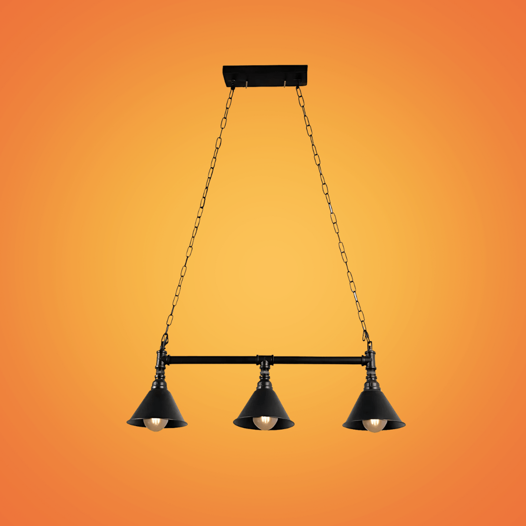 TKLD Pendant & Chandeliers Black Metal Funnel Pipe Island 3xE27 Ceiling Chandelier Light - 40W