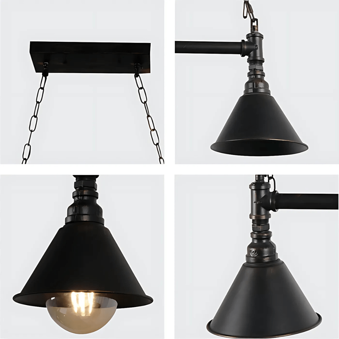 TKLD Pendant & Chandeliers Black Metal Funnel Pipe Island 3xE27 Ceiling Chandelier Light - 40W