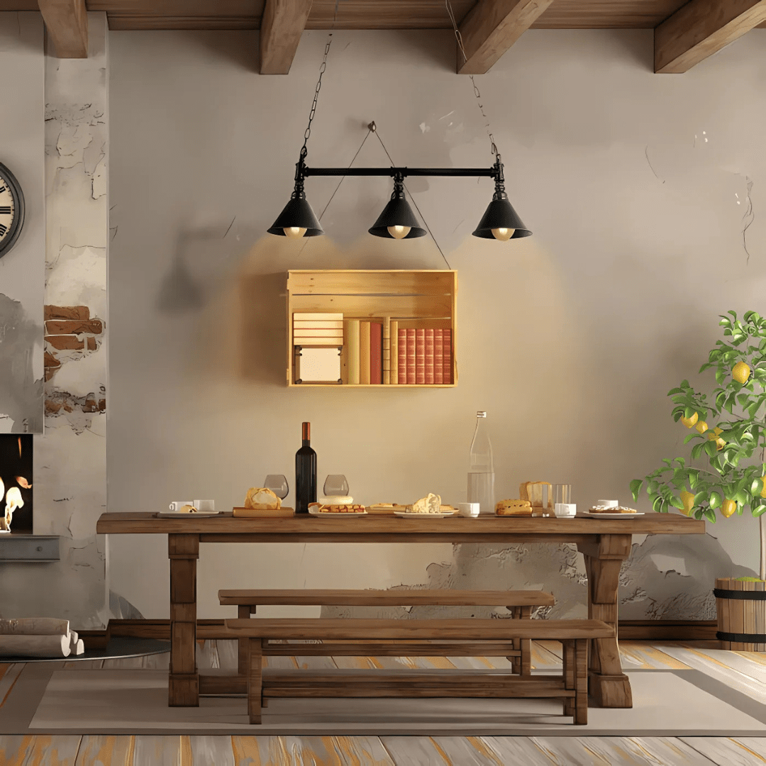 TKLD Pendant & Chandeliers Black Metal Funnel Pipe Island 3xE27 Ceiling Chandelier Light - 40W