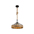 TKLD Pendant & Chandeliers Black Metal Hemp Rope Cage Pendant Ceiling Light E27 - D300mm/D400mm
