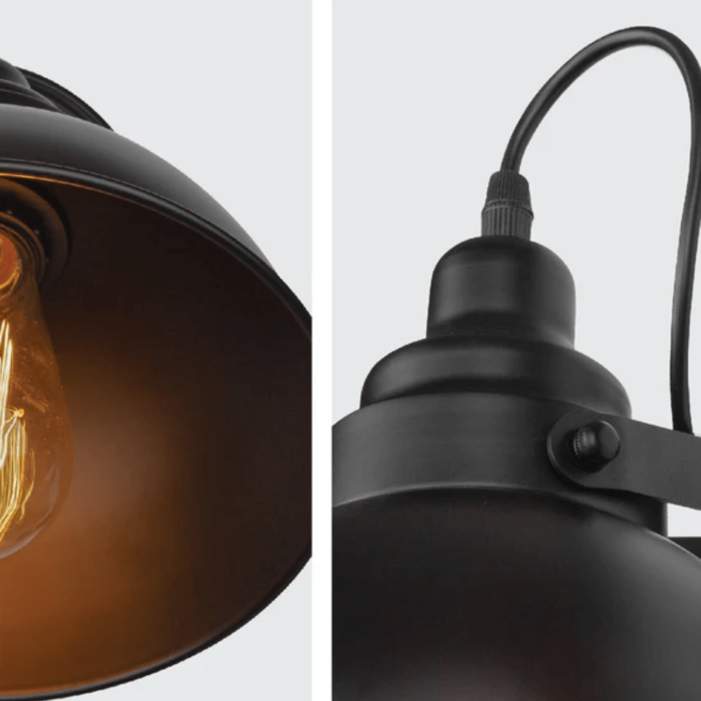 TKLD Wall & Sconce Lights Black Metal Hinged Dome Wall Light E27 Fitting