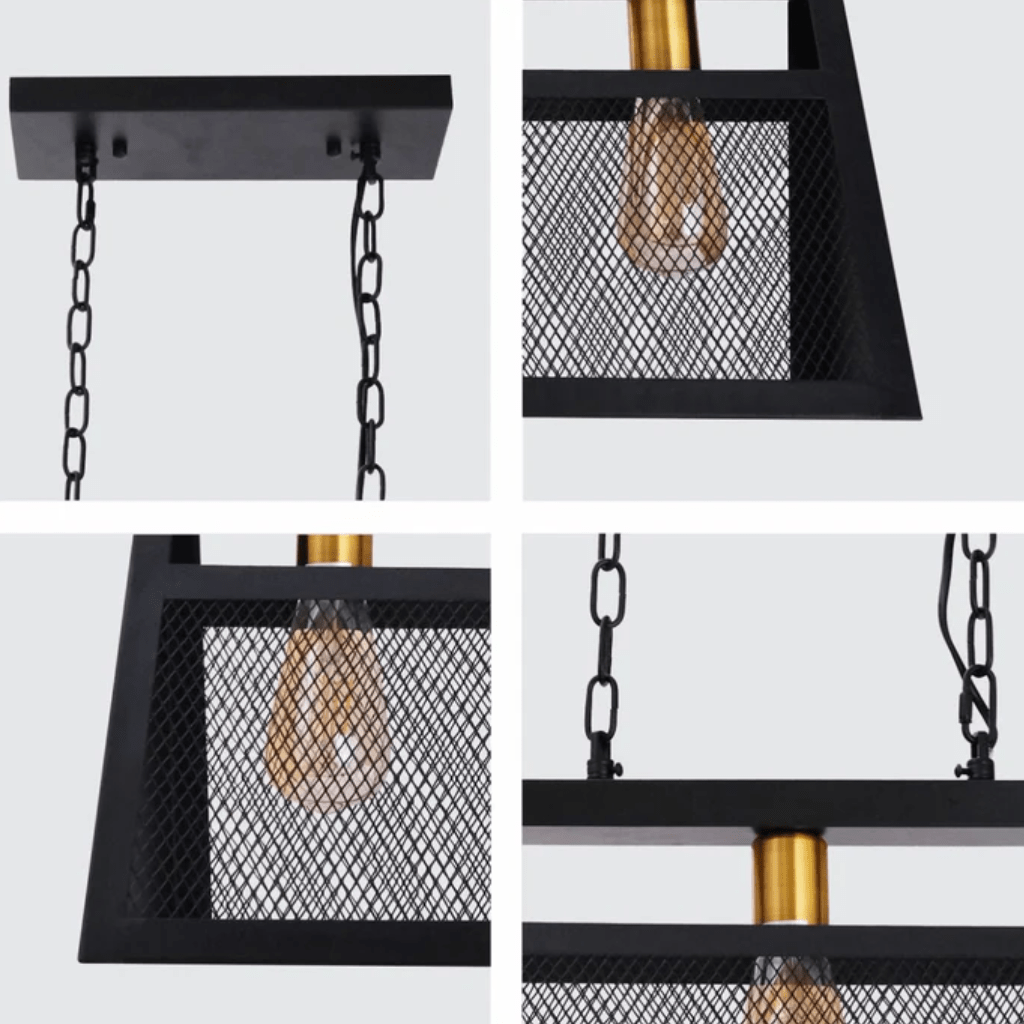 TKLD Pendant & Chandeliers Black Metal Island Chandelier Ceiling Light 3xE27 Fitting