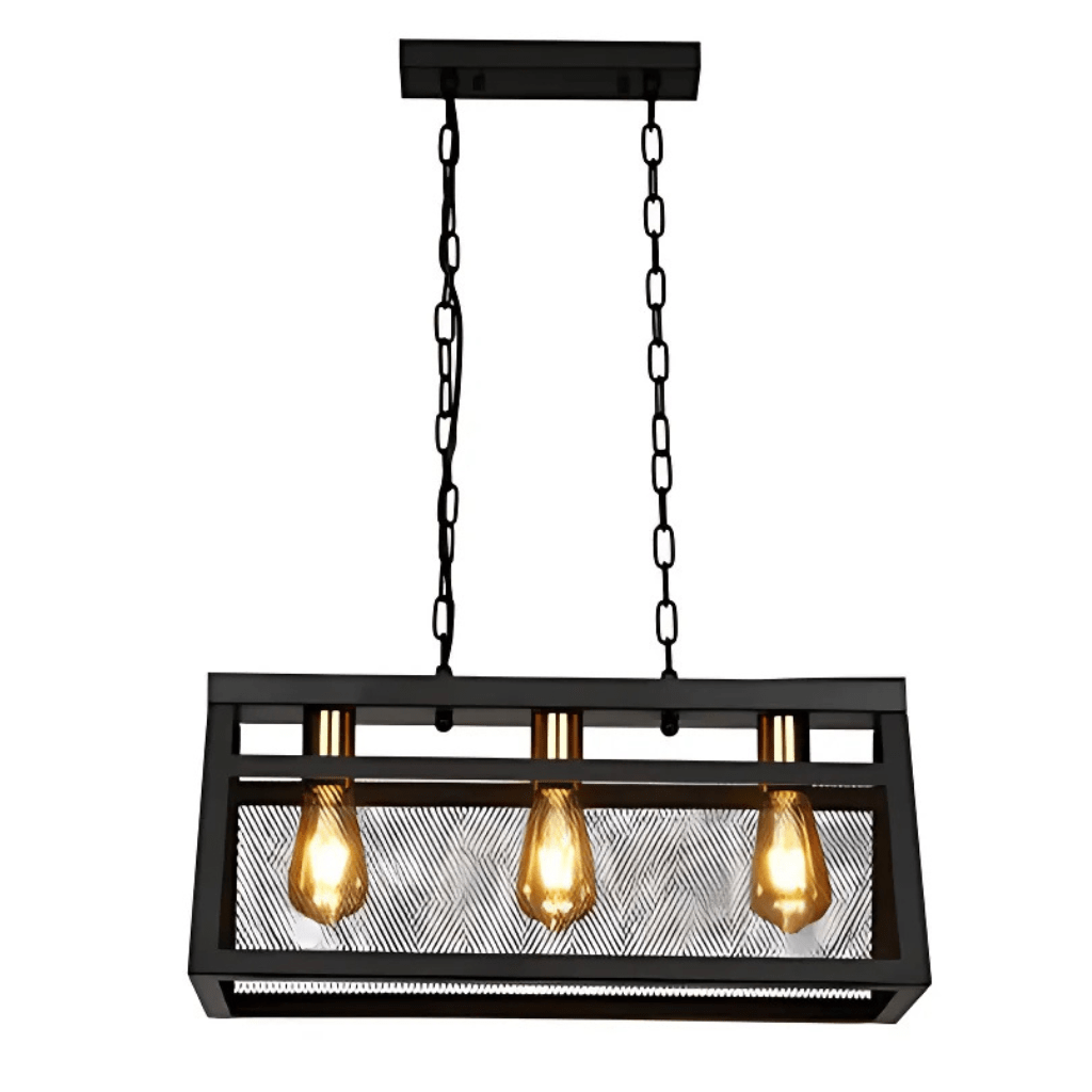 TKLD Pendant & Chandeliers Black Metal Island Chandelier Ceiling Light 3xE27 Fitting