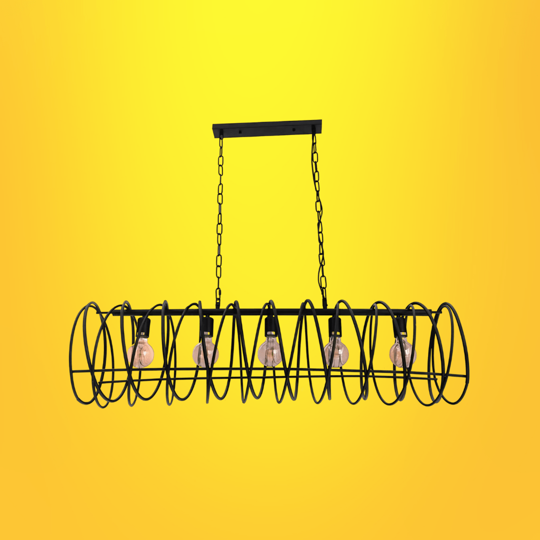 TKLD Pendant & Chandeliers Black Metal Spiral Helix Island Chandelier Ceiling Light - 40W