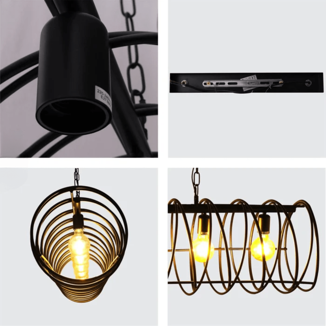 TKLD Pendant & Chandeliers Black Metal Spiral Helix Island Chandelier Ceiling Light - 40W