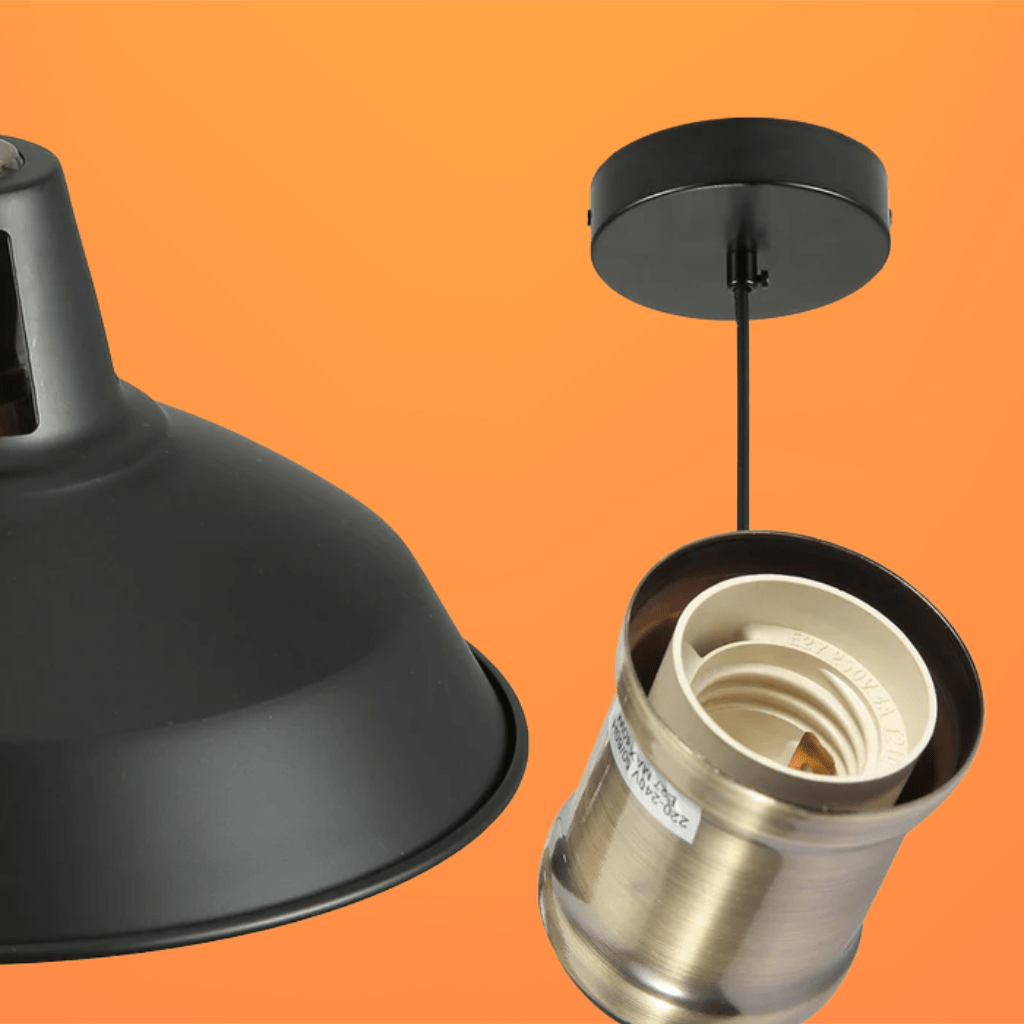 TKLD Pendant & Chandeliers Black Metal Step E27 Pendant Ceiling Light