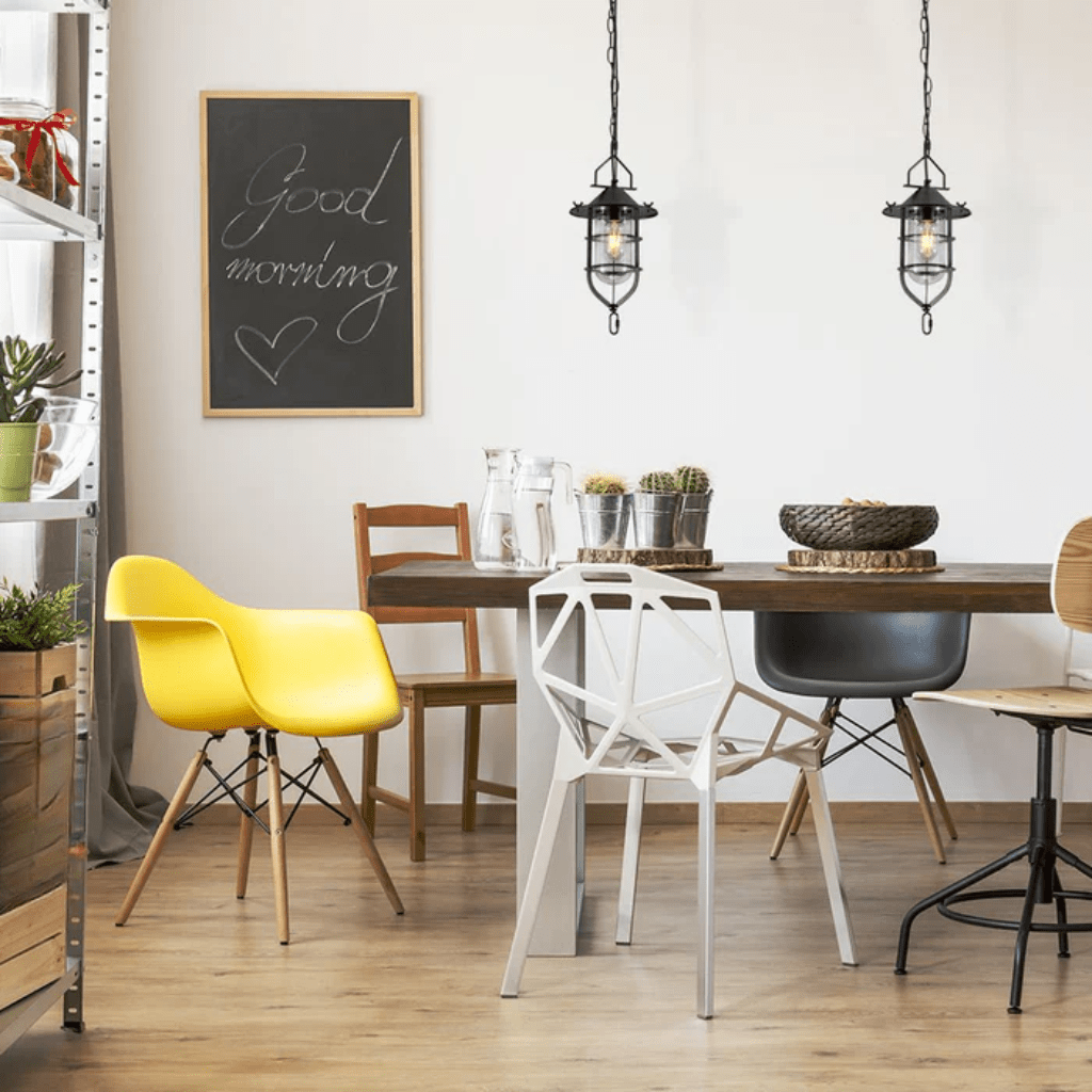 TKLD Pendant & Chandeliers Black Nautical Flat Shade Small Glass Metal E27 Ceiling Pendant Light