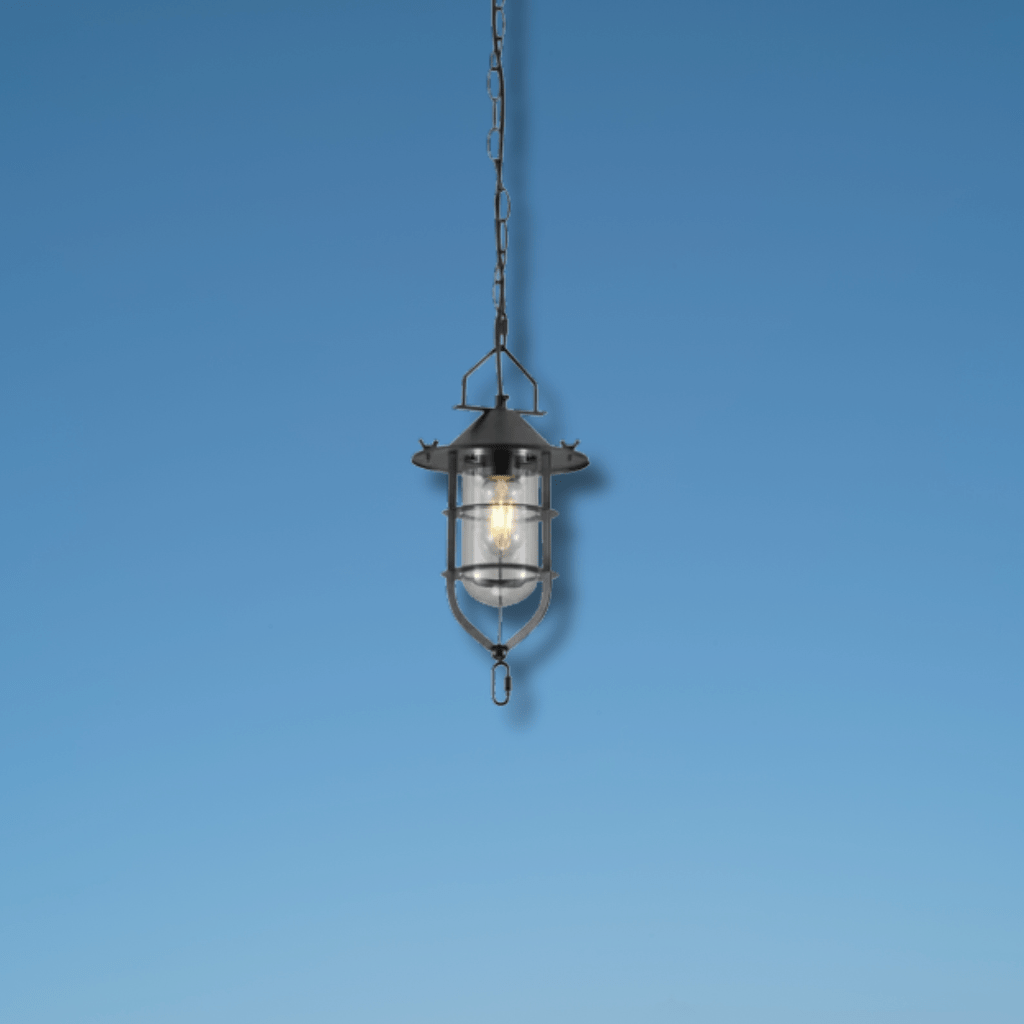 TKLD Pendant & Chandeliers Black Nautical Flat Shade Small Glass Metal E27 Ceiling Pendant Light