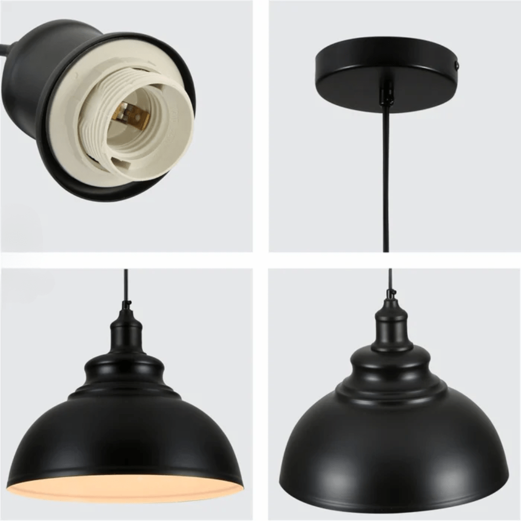 TKLD Pendant & Chandeliers Black or Antique Brass Dome Industrial Large Metal E27 Ceiling Pendant Light