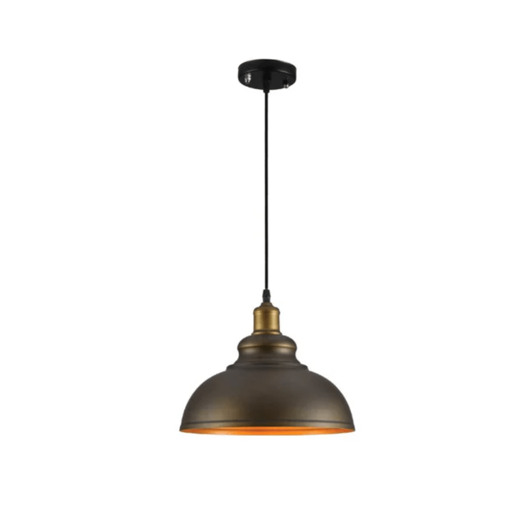 TKLD Pendant & Chandeliers Black or Antique Brass Dome Industrial Large Metal E27 Ceiling Pendant Light