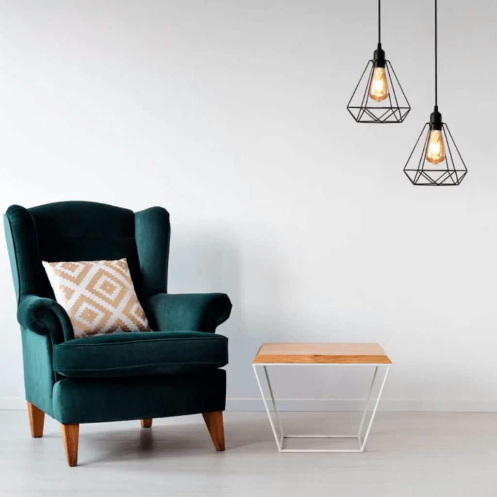 TKLD Pendant & Chandeliers Black Single Metal Diamond Caged Funnel E27 Pendant Ceiling Light