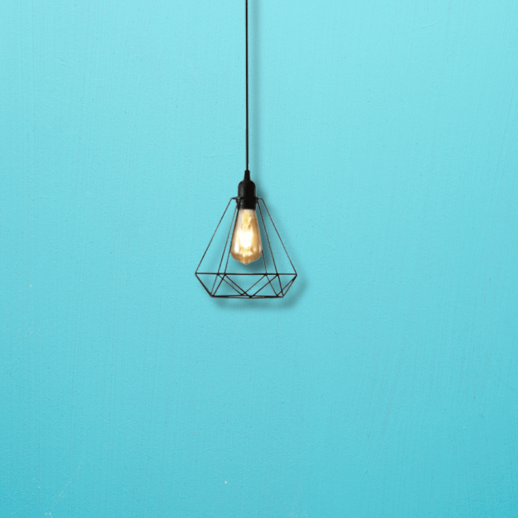 TKLD Pendant & Chandeliers Black Single Metal Diamond Caged Funnel E27 Pendant Ceiling Light