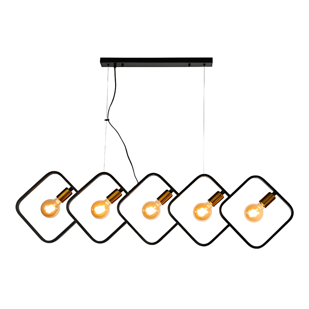 TKLD Pendant & Chandeliers Black Square Pendant Light Dual-tone 5-Holder Island Chandelier - 40W