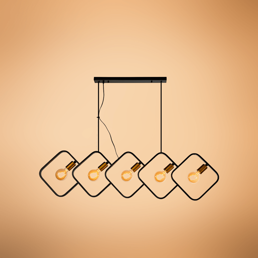 TKLD Pendant & Chandeliers Black Square Pendant Light Dual-tone 5-Holder Island Chandelier - 40W