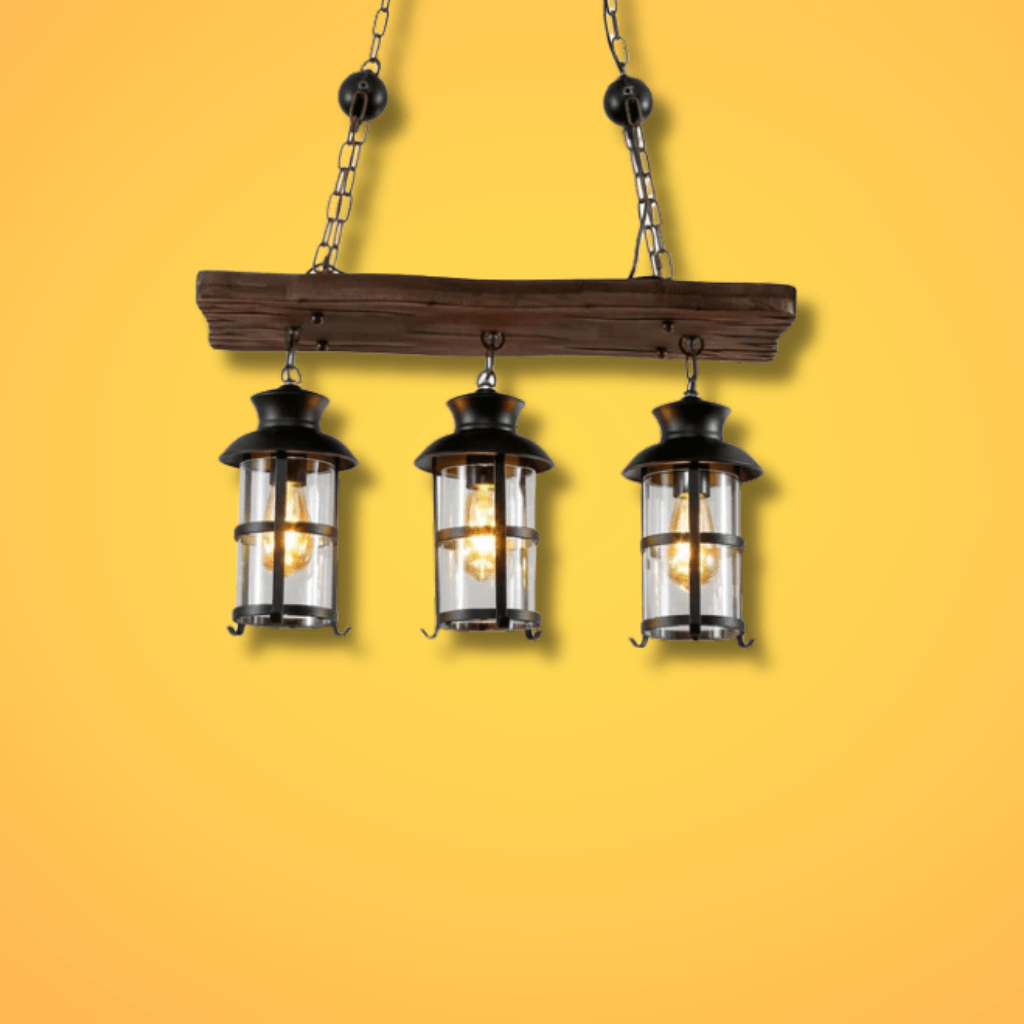 TKLD Pendant & Chandeliers Board Wood Cylinder Glass Farmhouse Kitchen Island E27 Pendant Ceiling Light - 3 Lamps