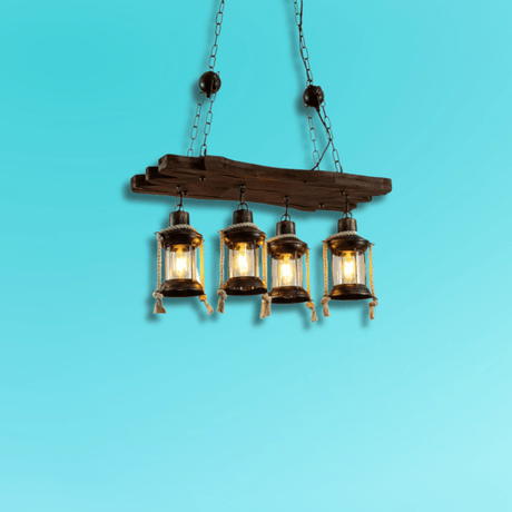 TKLD Pendant & Chandeliers Board Wood Cylinder Glass Farmhouse Kitchen Island E27 Pendant Ceiling Light  - 4 Lamps