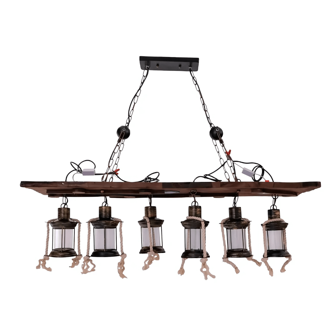TKLD Pendant & Chandeliers Board Wood Cylinder Glass Farmhouse Kitchen Island E27 Pendant Ceiling Light  - 6 Lamps