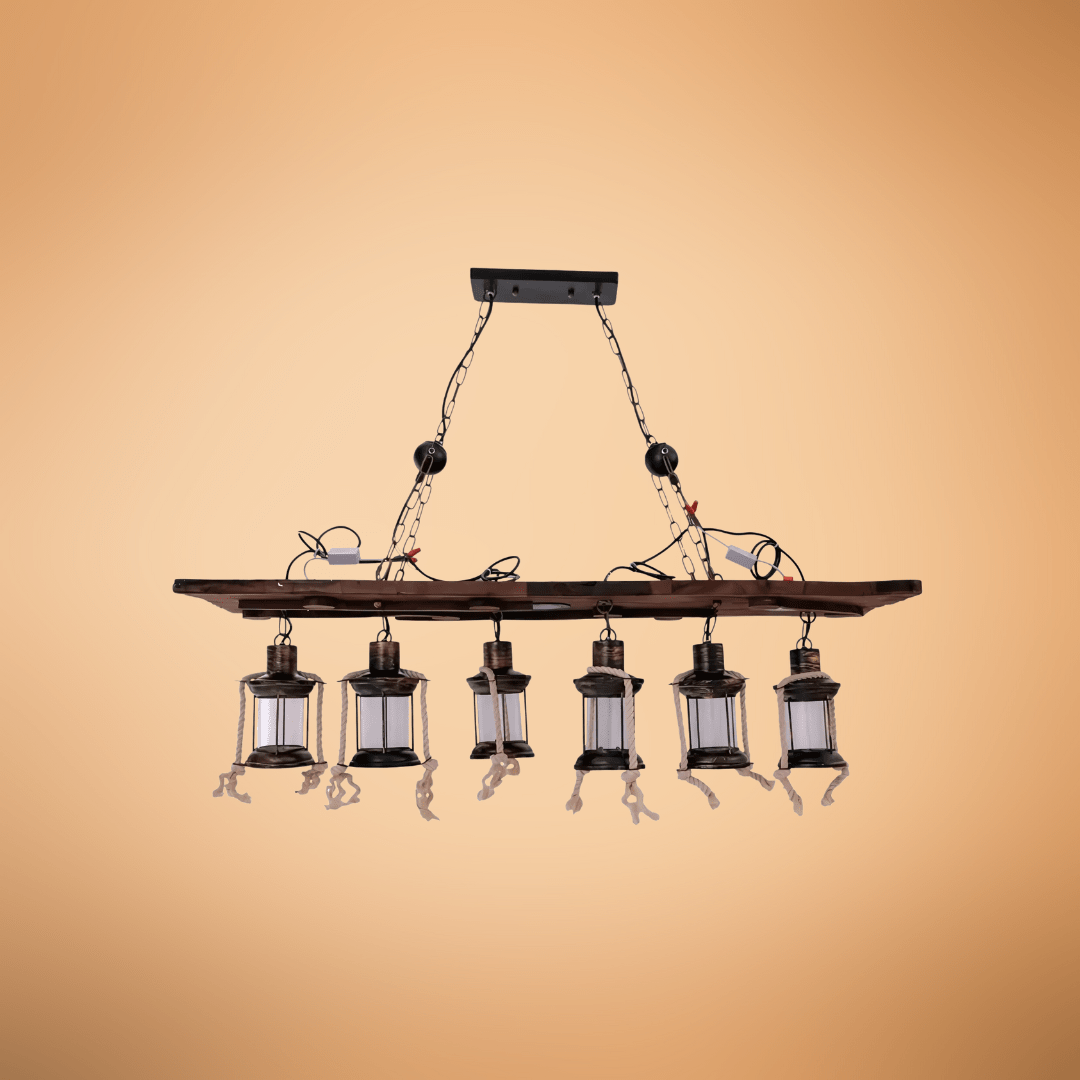 TKLD Pendant & Chandeliers Board Wood Cylinder Glass Farmhouse Kitchen Island E27 Pendant Ceiling Light  - 6 Lamps