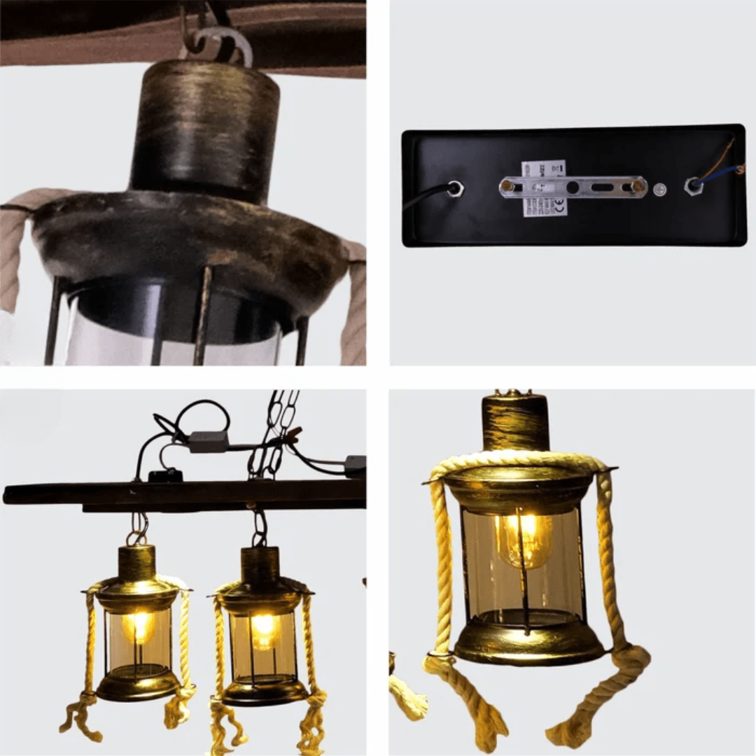 TKLD Pendant & Chandeliers Board Wood Cylinder Glass Farmhouse Kitchen Island E27 Pendant Ceiling Light  - 6 Lamps