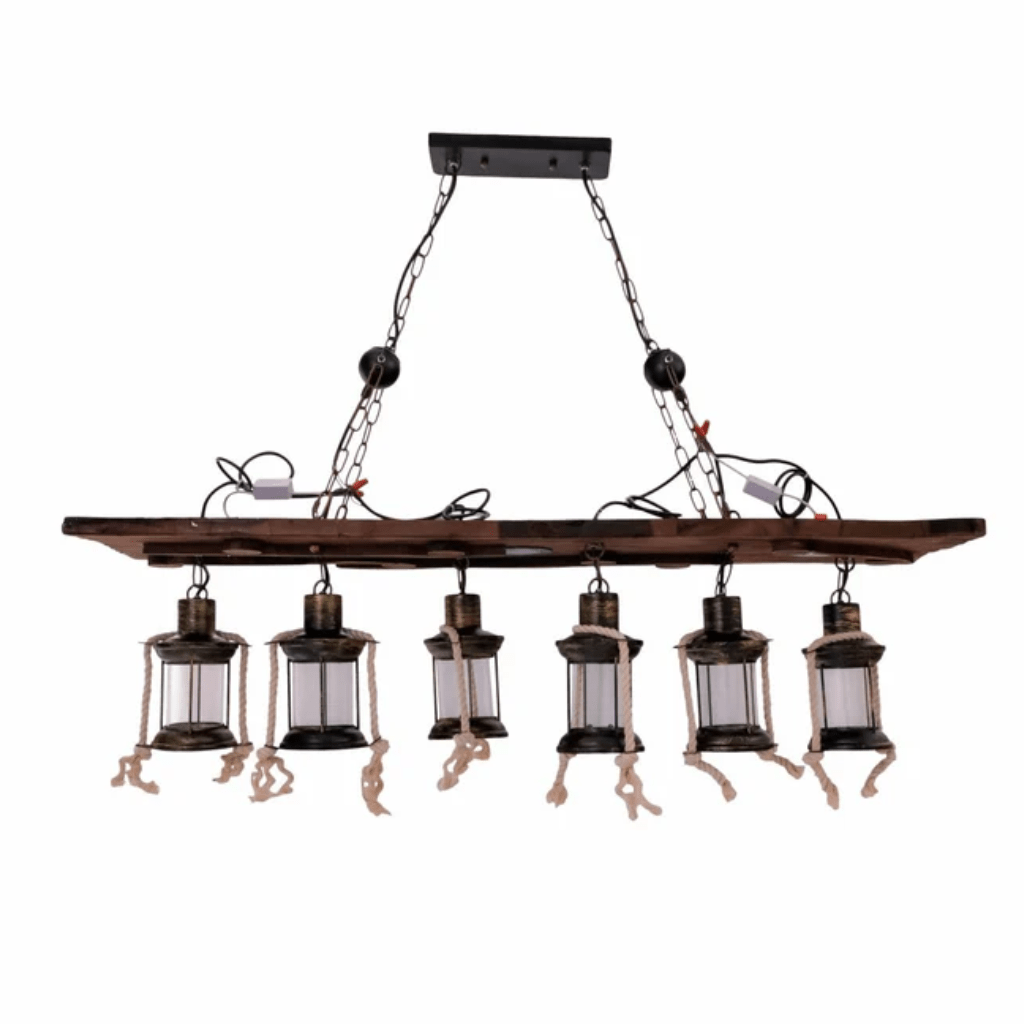 TKLD Pendant & Chandeliers Board Wood Cylinder Glass Farmhouse Kitchen Island E27 Pendant Ceiling Light - 6 Lamps