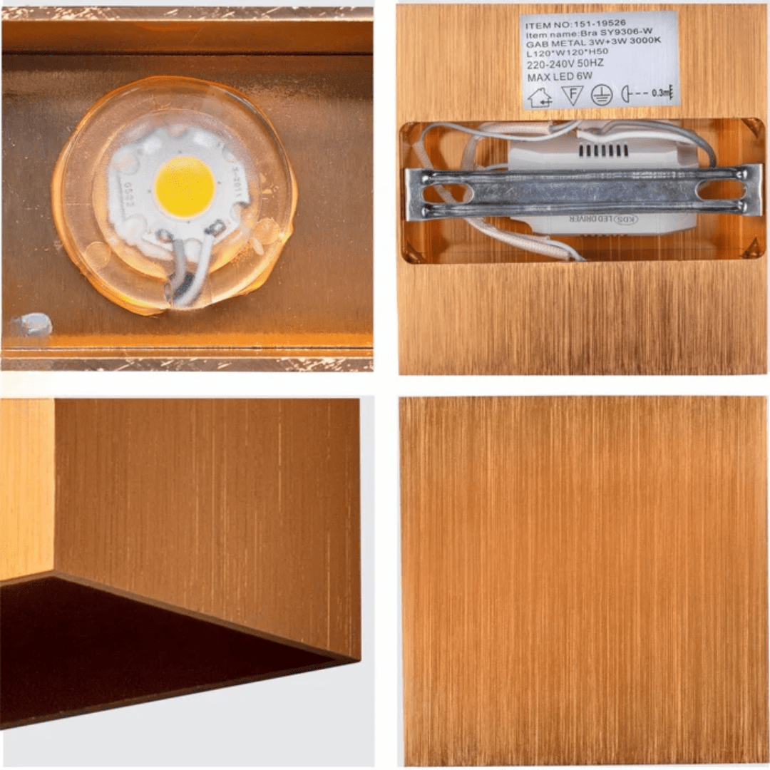 TKLD Wall & Sconce Lights Box Gold And Aluminium Bronze Metal LED Wall Light - 6W