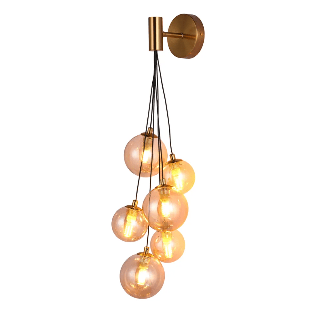 TKLD Pendant & Chandeliers Bronze 39307-A 6xG9 Amber Glass Wall Light