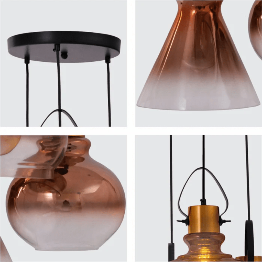 TKLD Pendant & Chandeliers Bronze Gradient Glass Funnel Dome Globe E27 Pendant Ceiling Light