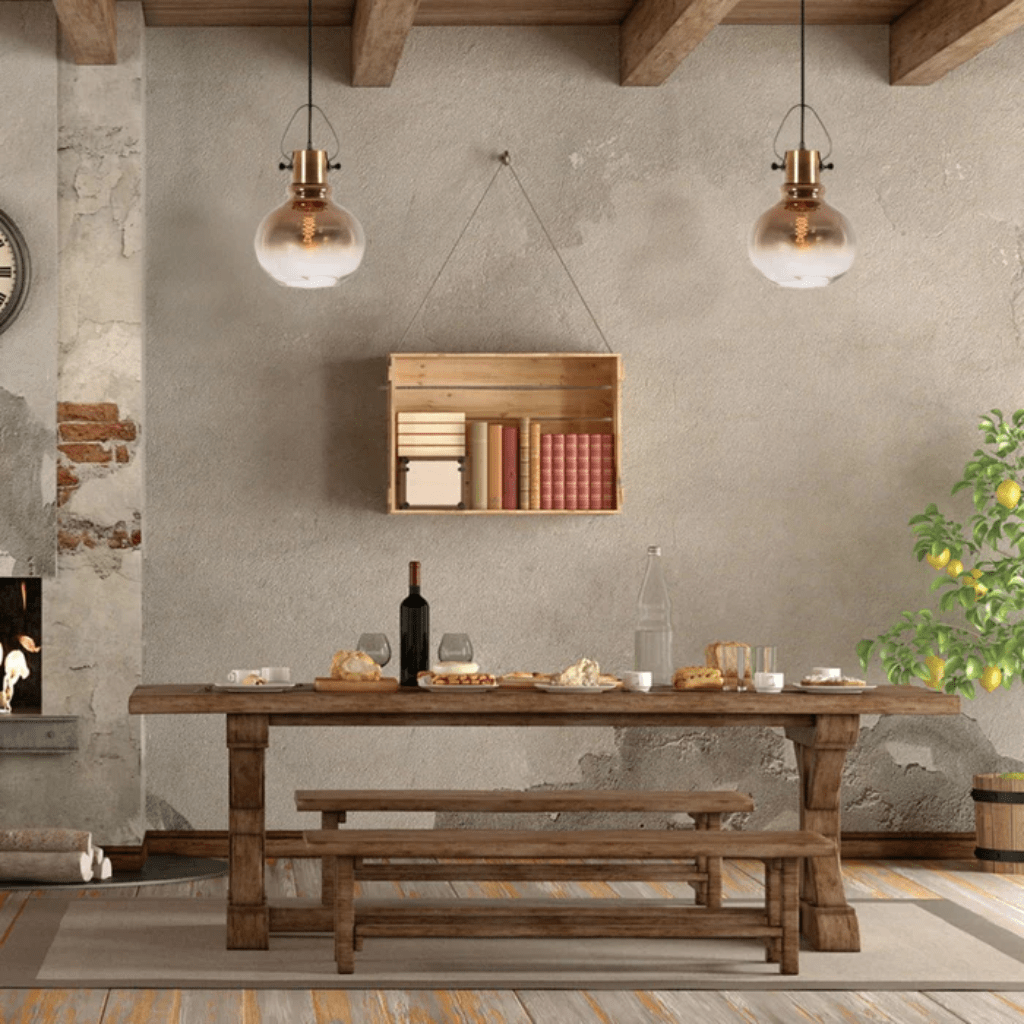 TKLD Pendant & Chandeliers Bronze Gradient Glass Globe E27 Pendant Ceiling Light