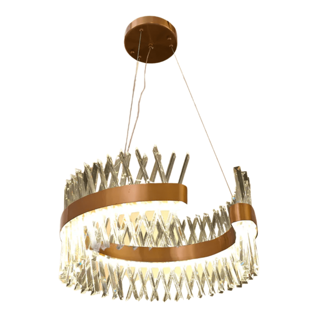 TKLD Pendant & Chandeliers Brushed Bronze Metal Crystal Built-in LED Modern Glam Chandelier Ceiling Light - 60W