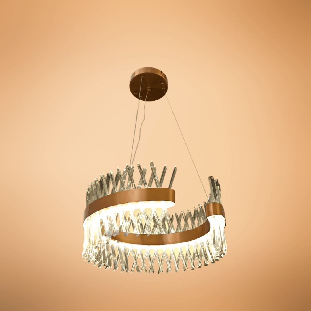 TKLD Pendant & Chandeliers Brushed Bronze Metal Crystal Built-in LED Modern Glam Chandelier Ceiling Light - 60W