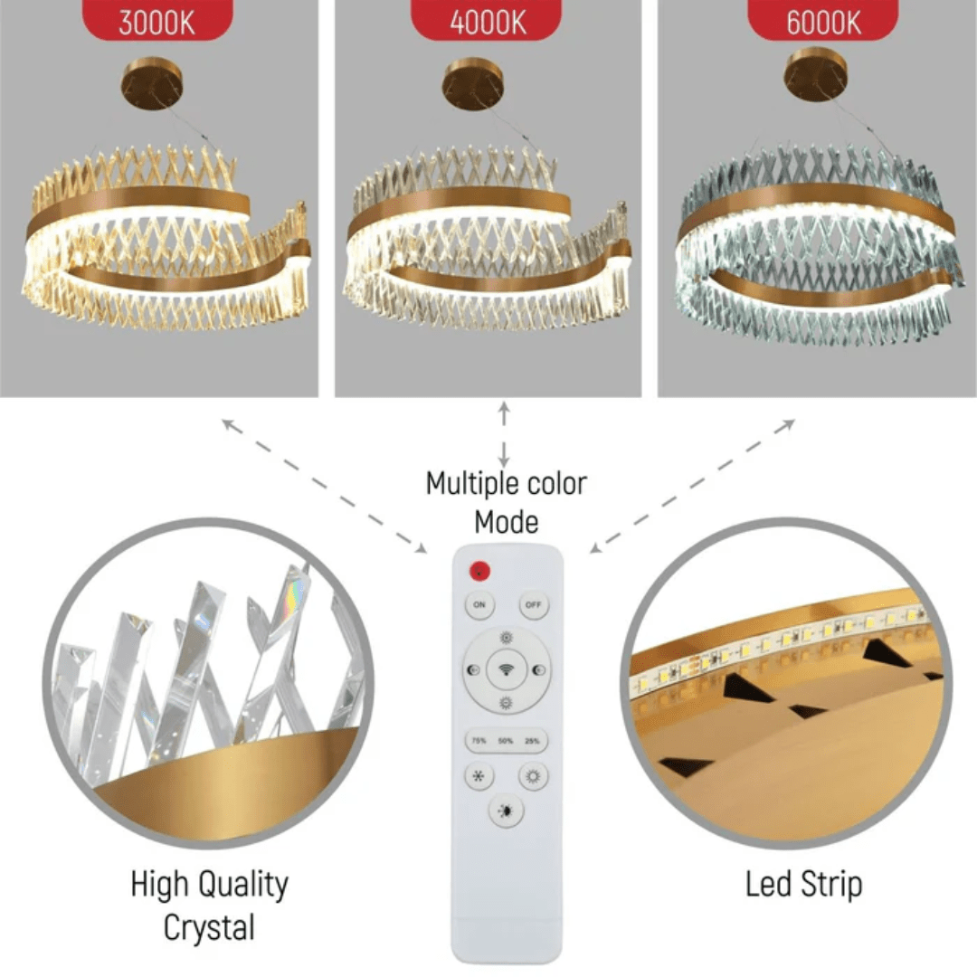 TKLD Pendant & Chandeliers Brushed Bronze Metal Crystal Built-in LED Modern Glam Chandelier Ceiling Light - 60W