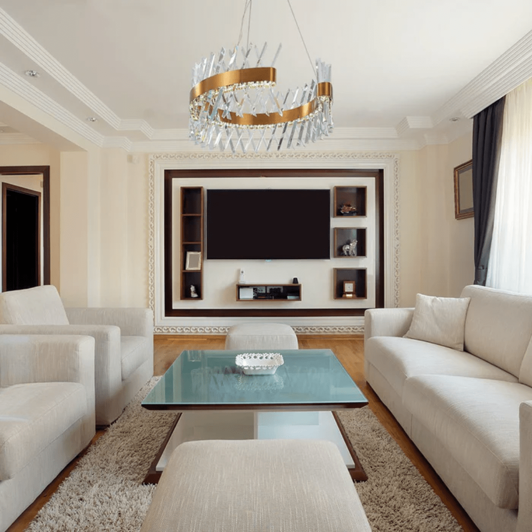 TKLD Pendant & Chandeliers Brushed Bronze Metal Crystal Built-in LED Modern Glam Chandelier Ceiling Light - 60W