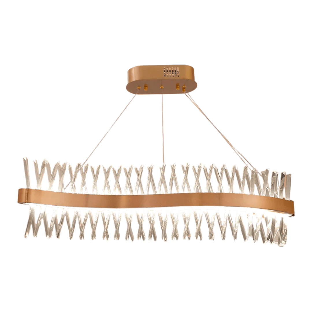 TKLD Pendant & Chandeliers Brushed Bronze Metal Crystal Built-in LED Modern Glam Island Chandelier Ceiling Light - 60W