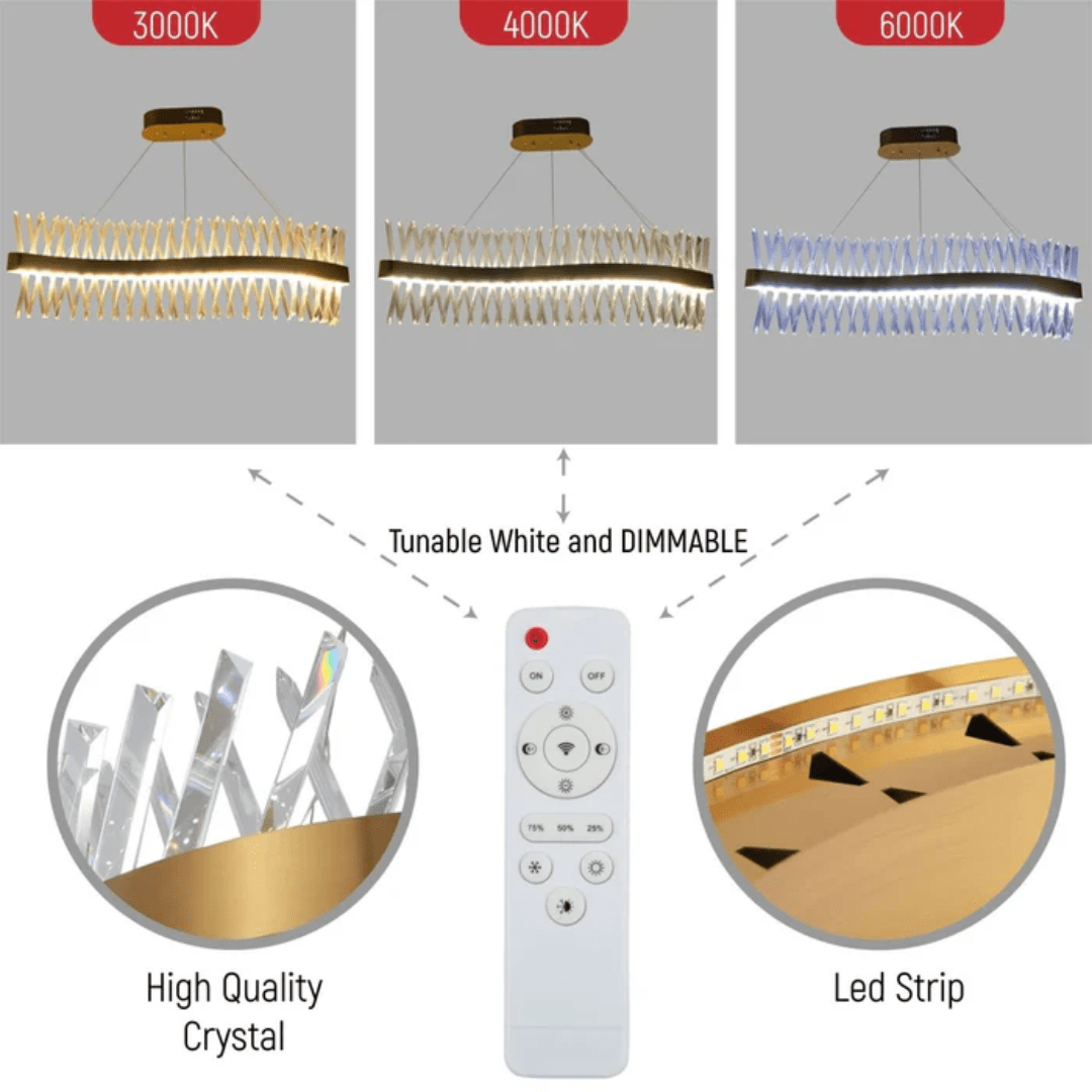 TKLD Pendant & Chandeliers Brushed Bronze Metal Crystal Built-in LED Modern Glam Island Chandelier Ceiling Light - 60W