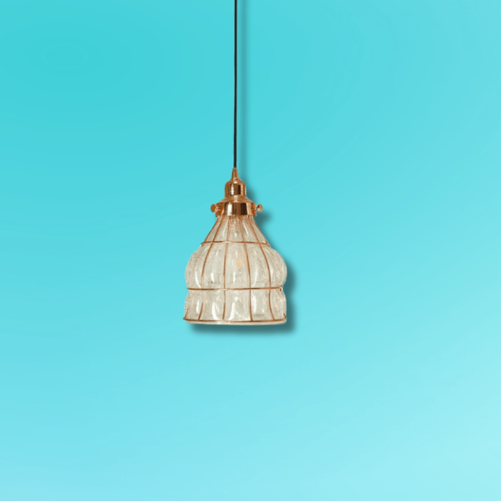 TKLD Pendant & Chandeliers Caged Copper Metal Clear Glass Bell E27 Pendant Ceiling Light