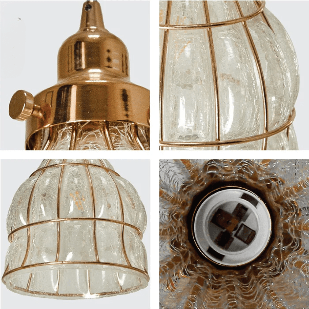 TKLD Pendant & Chandeliers Caged Copper Metal Clear Glass Bell E27 Pendant Ceiling Light