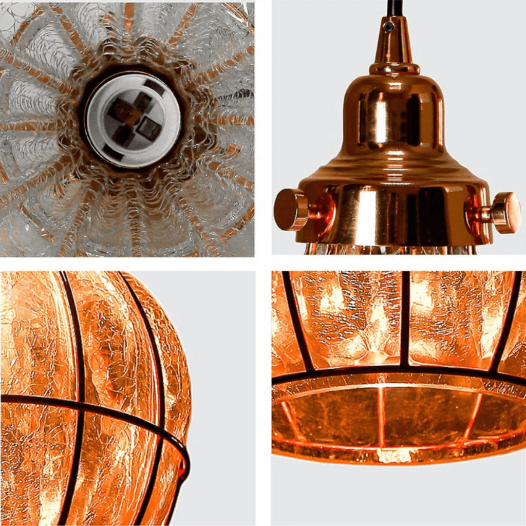 TKLD Pendant & Chandeliers Caged Copper Metal Clear Glass Indian Dome E27 Pendant Ceiling Light