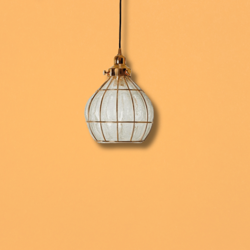 TKLD Pendant & Chandeliers Caged Copper Metal Clear Glass Indian Dome E27 Pendant Ceiling Light