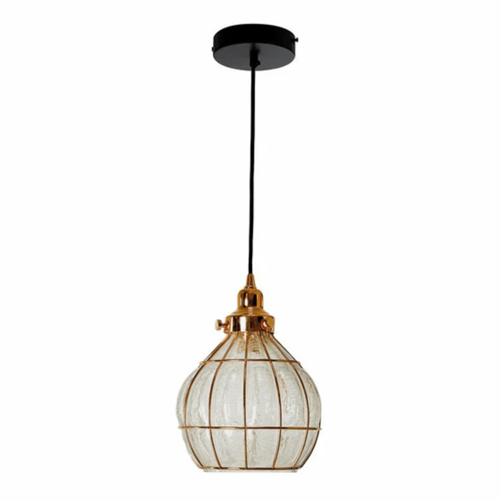 TKLD Pendant & Chandeliers Caged Copper Metal Clear Glass Indian Dome E27 Pendant Ceiling Light