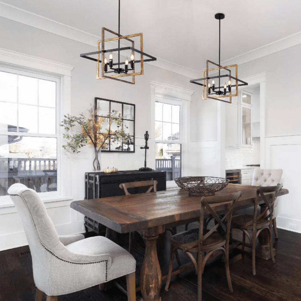 TKLD Pendant & Chandeliers Caged Gold Black Cuboid Lantern Nautical E14 Pendant Ceiling Light