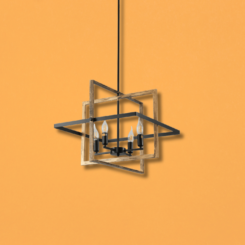 TKLD Pendant & Chandeliers Caged Gold Black Cuboid Lantern Nautical E14 Pendant Ceiling Light