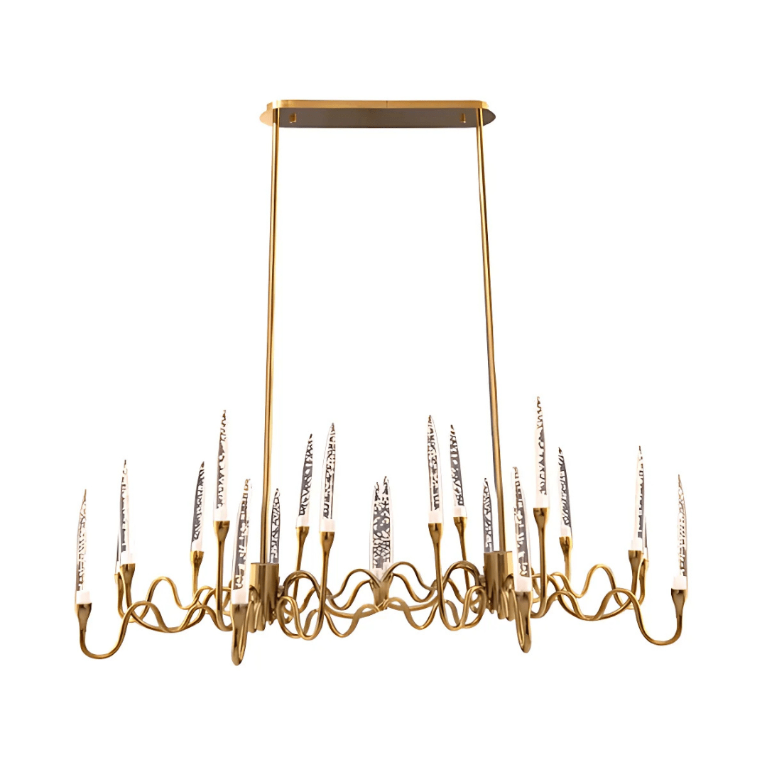 TKLD Pendant & Chandeliers Candle French Mediterranean Tiered Gold Finishing Island Chandelier Ceiling Light - 20W