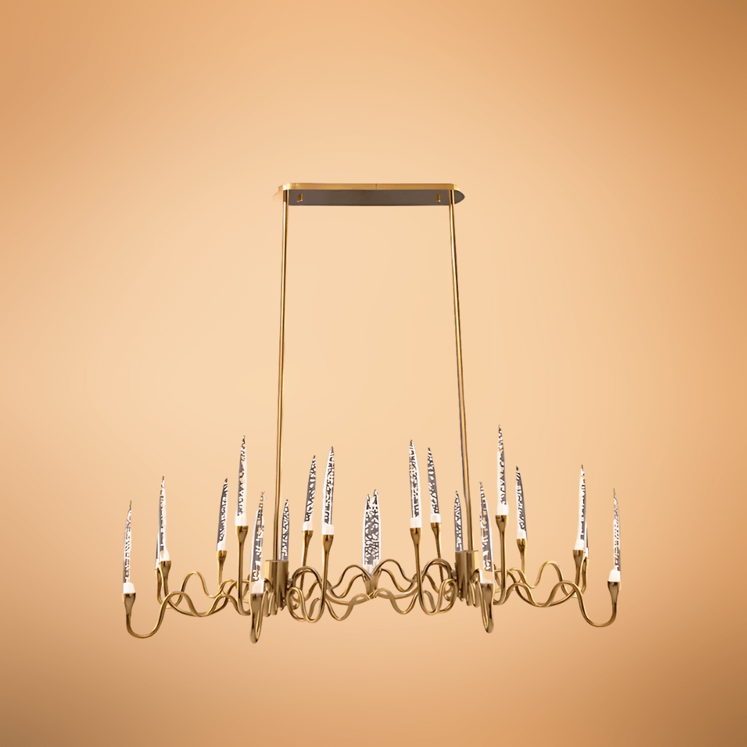 TKLD Pendant & Chandeliers Candle French Mediterranean Tiered Gold Finishing Island Chandelier Ceiling Light - 20W