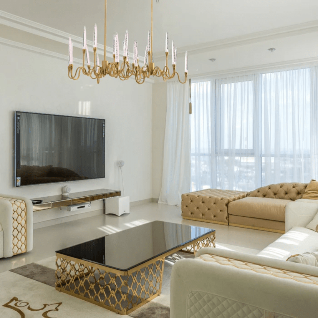 TKLD Pendant & Chandeliers Candle French Mediterranean Tiered Gold Finishing Island Chandelier Ceiling Light - 20W