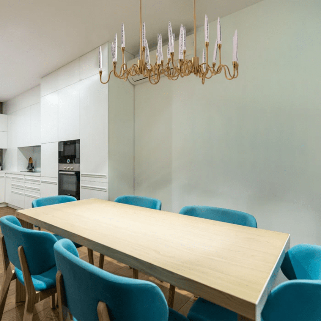 TKLD Pendant & Chandeliers Candle French Mediterranean Tiered Gold Finishing Island Chandelier Ceiling Light - 20W