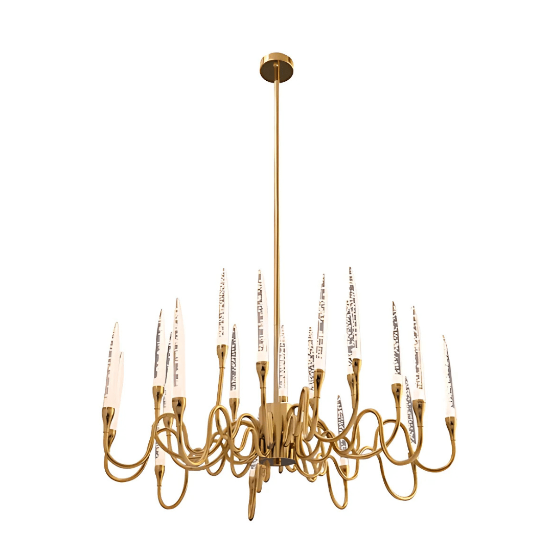 TKLD Pendant & Chandeliers Candle French Mediterranean Tiered Gold Finishing Round Chandelier Ceiling Light - 20W